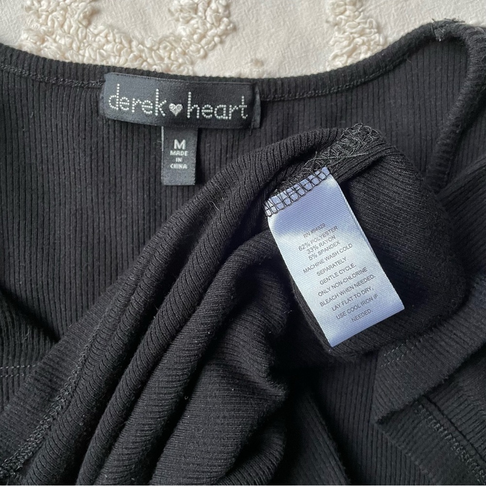 Black Ribbed Y2K Button Design Dress medium 90s - Picture 6 of 8